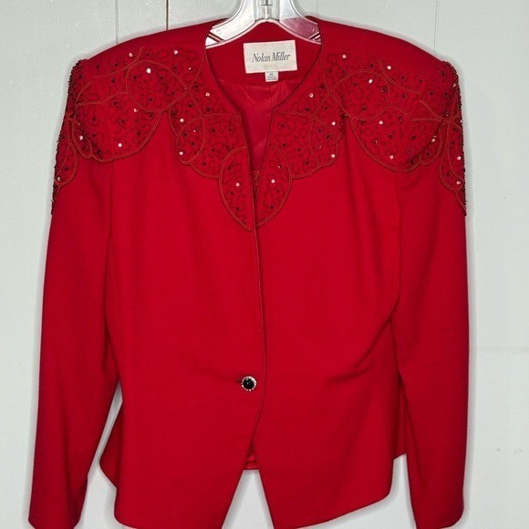 Nolan Miller Vintage Wool Bead Sequin 3-piece Skirt Suit SET matador size 10 - Picture 7 of 16